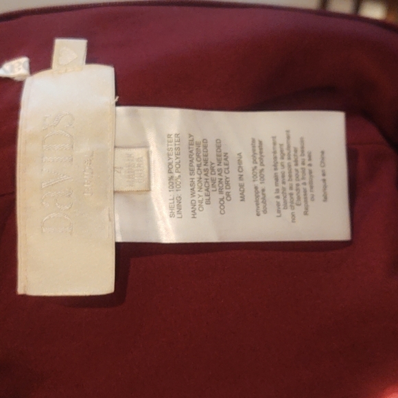 David's Bridal Short Crinkle Chiffon Dress with Front Cascade Wine Dress Sz 4 - Picture 9 of 10